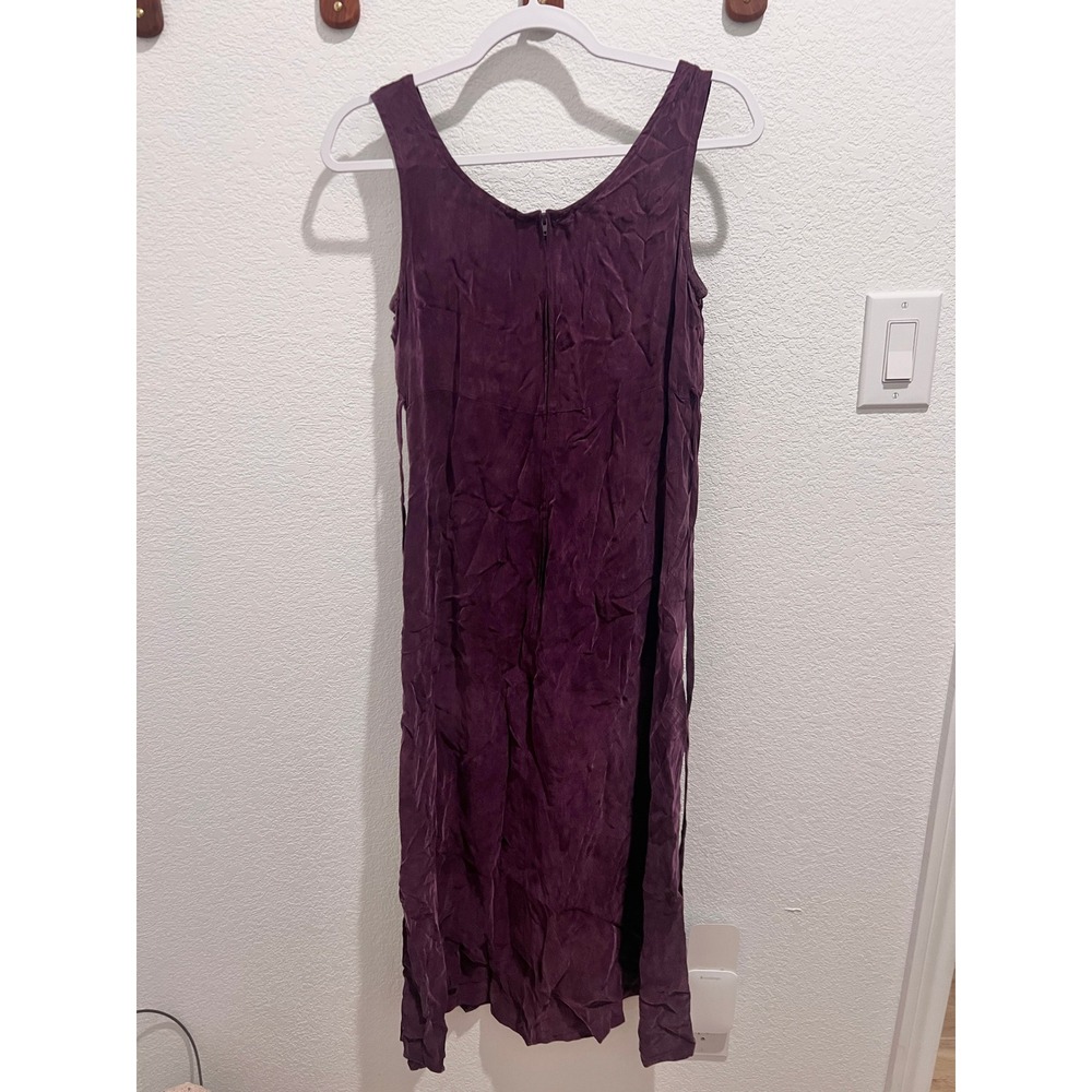 K Studio Midi Dress Womens Sz 4 Flowy Rayon Sleeveless Back Zip Side Slit Purple